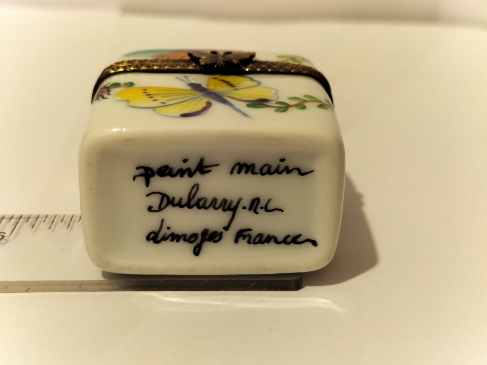 Limoges France Lidded Case with 2 French Crystal Scent Bottles HandPainted