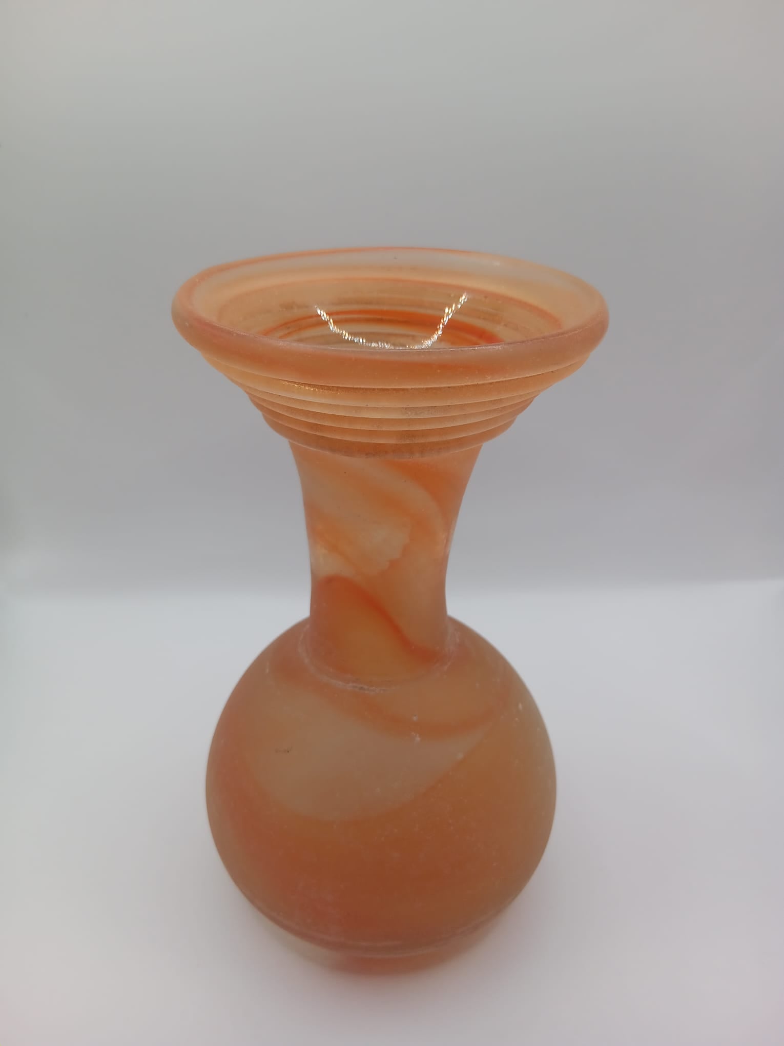 Orange Scavo Technique Waisted Stem Vase