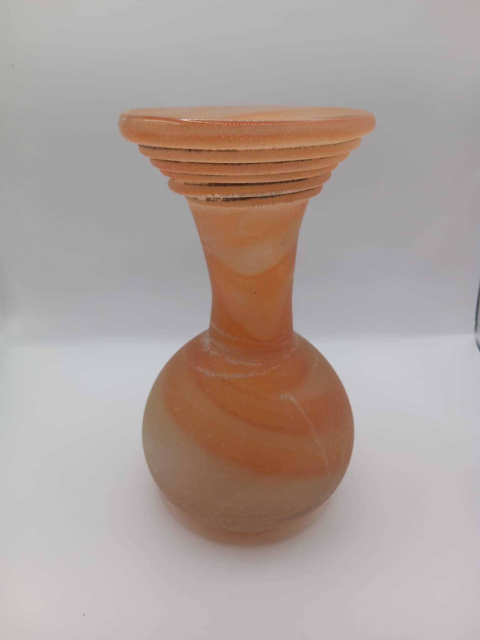 Orange Scavo Technique Waisted Stem Vase