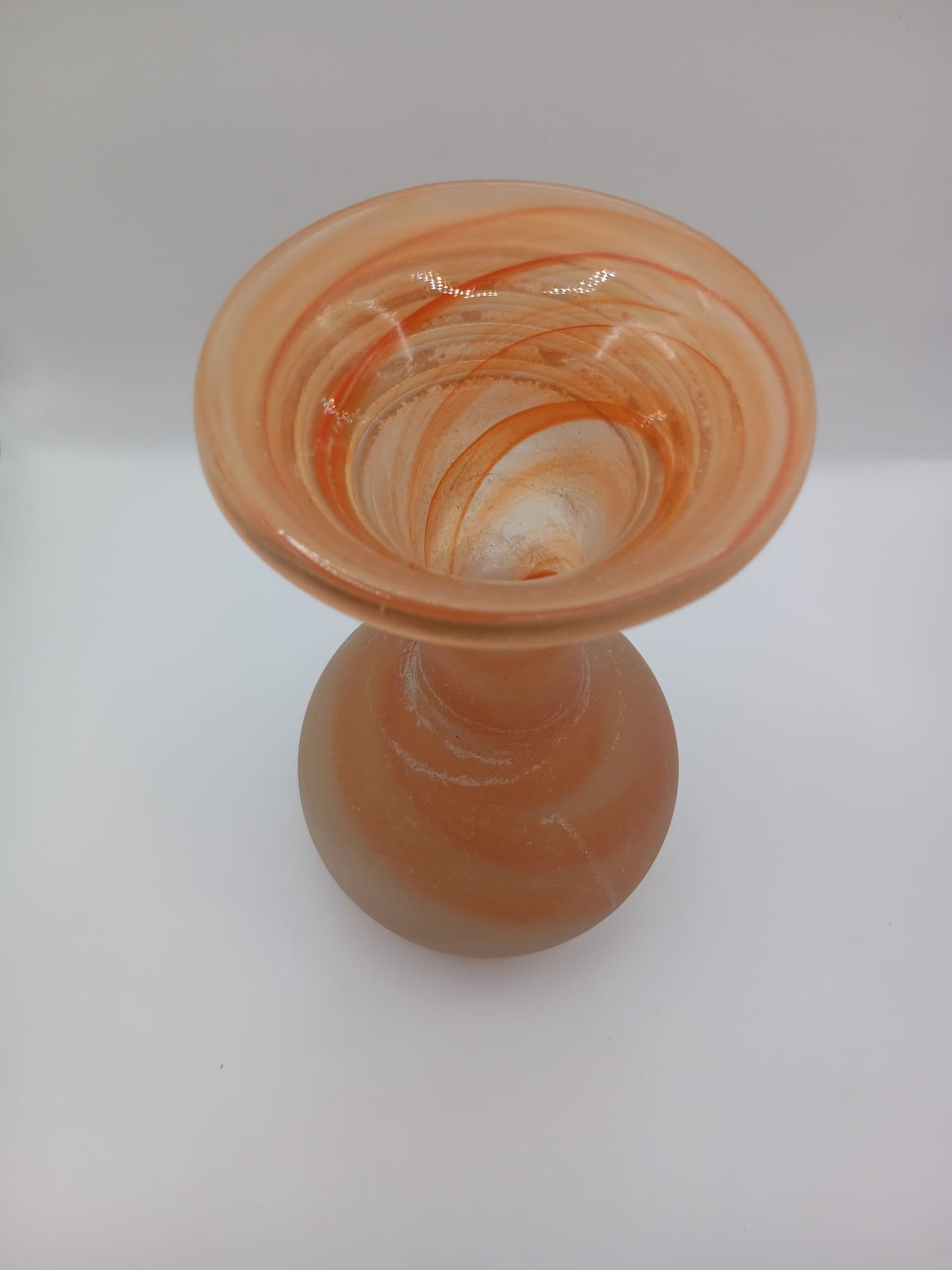Orange Scavo Technique Waisted Stem Vase