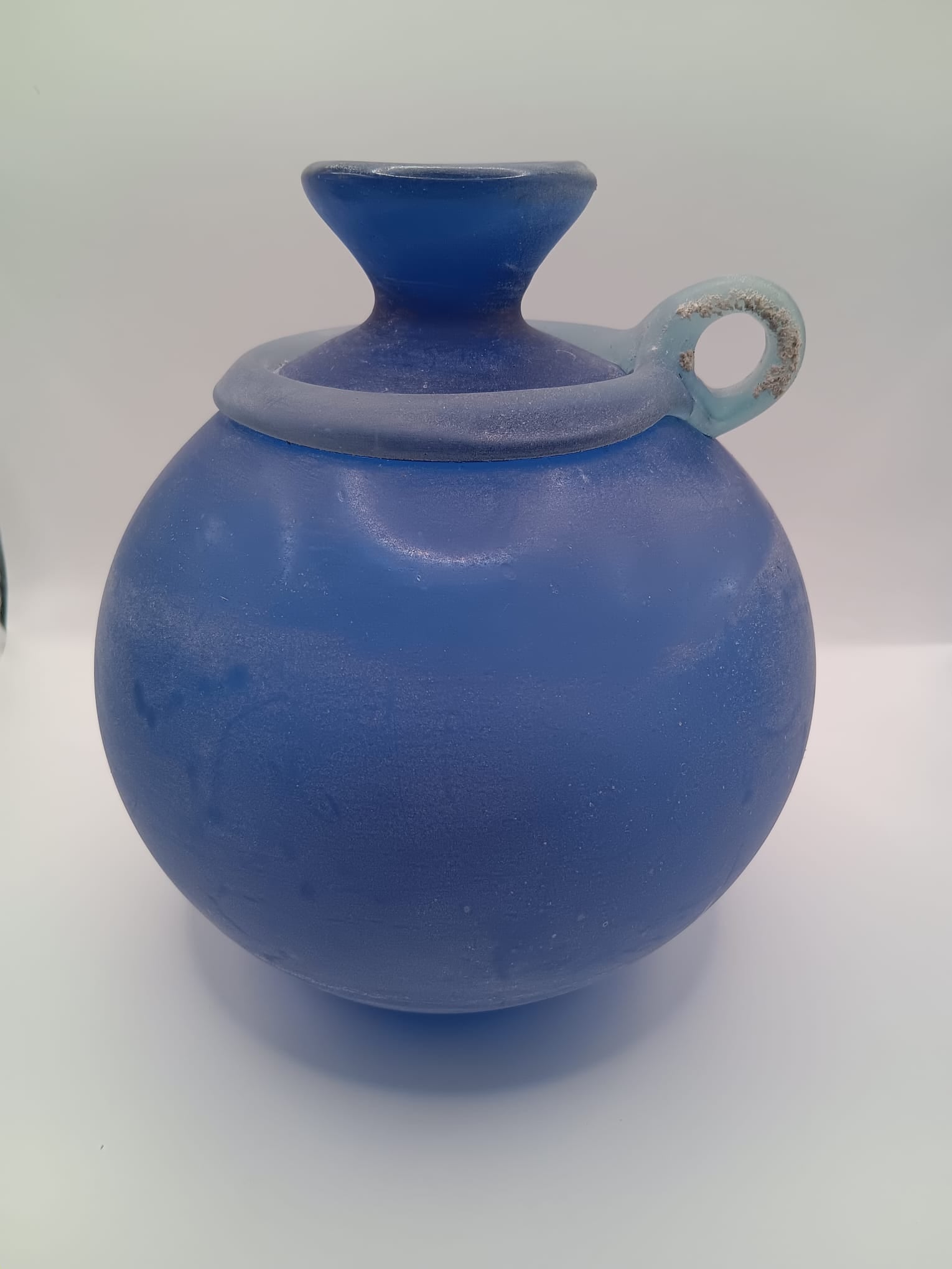 Murano Blue Glass Scavo Technique Jug