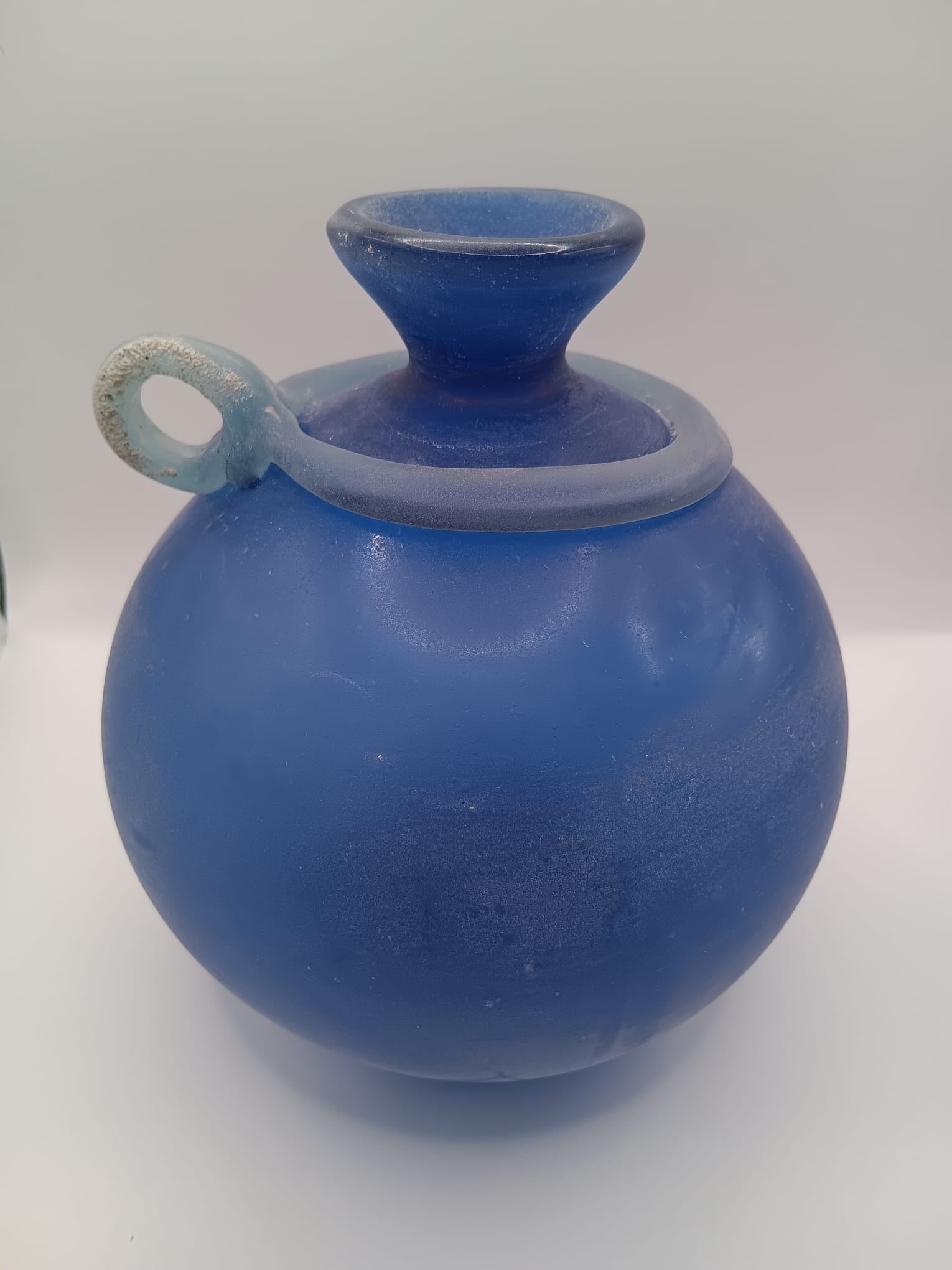 Murano Blue Glass Scavo Technique Jug