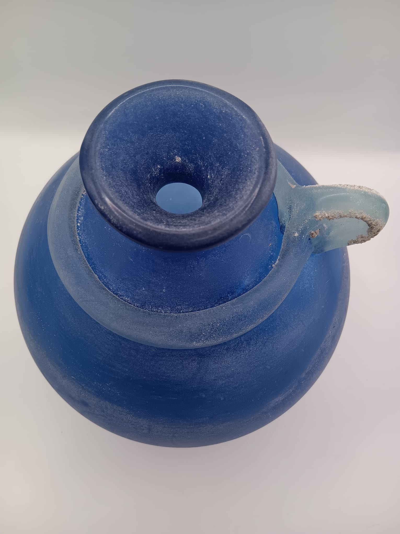 Murano Blue Glass Scavo Technique Jug