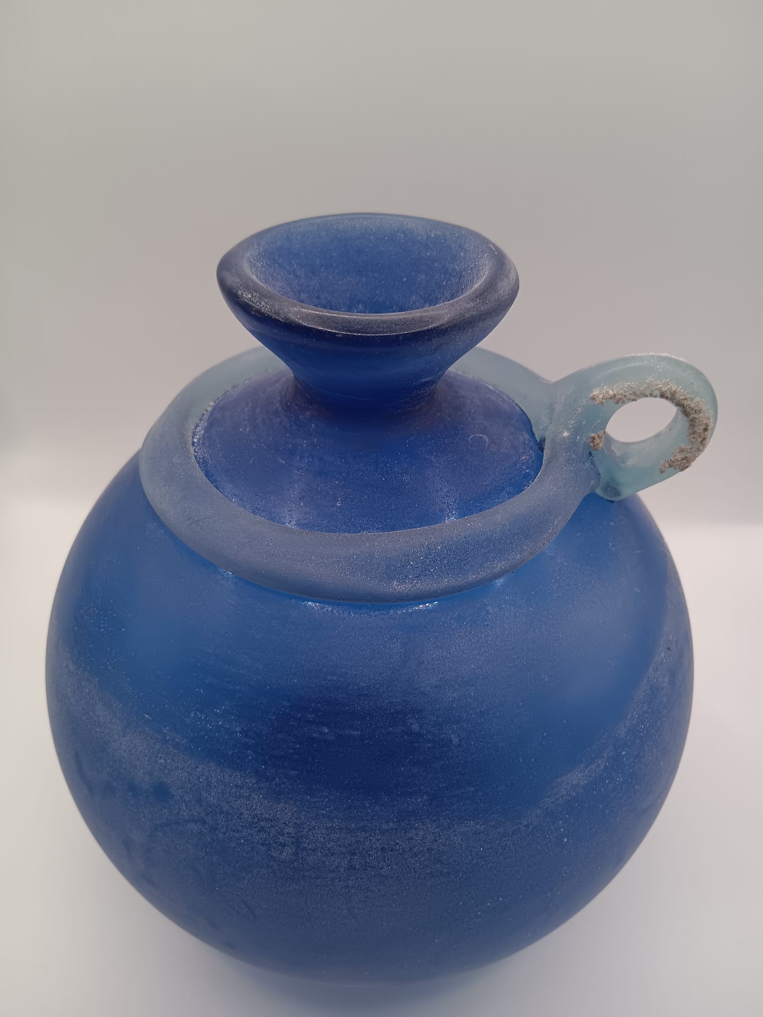 Murano Blue Glass Scavo Technique Jug