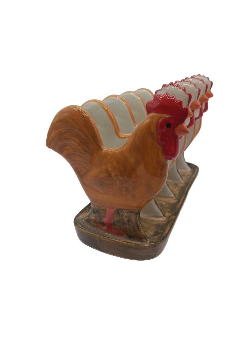 A Quail Ware Chicken 4 section Ceramic Toast Rack - Rare Item
