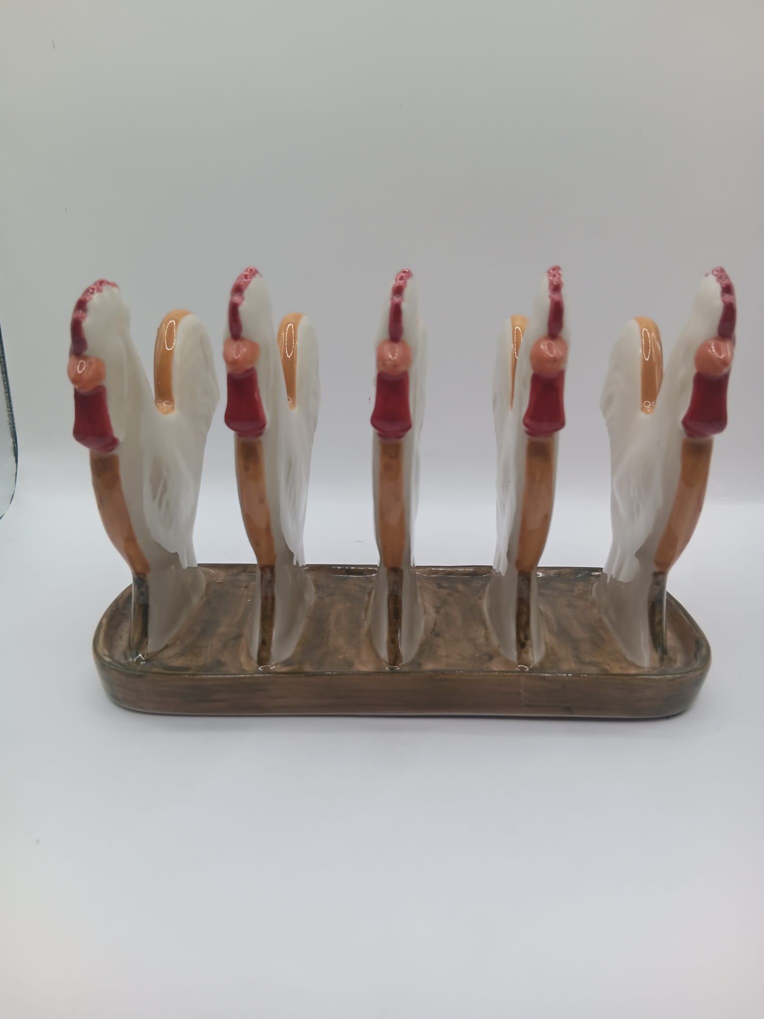 A Quail Ware Chicken 4 section Ceramic Toast Rack - Rare Item
