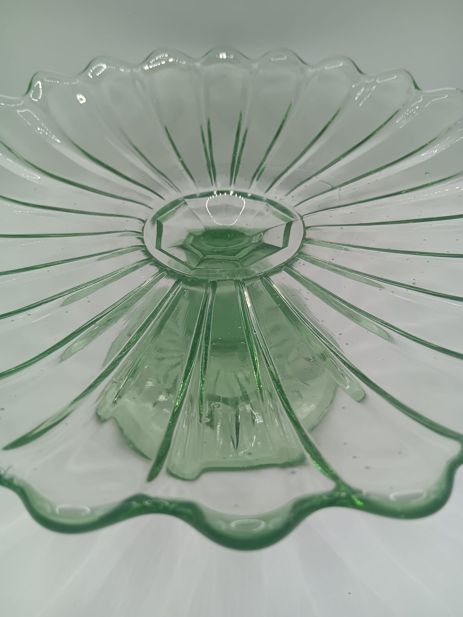 Antique 1920's Green Glass Cake Stand