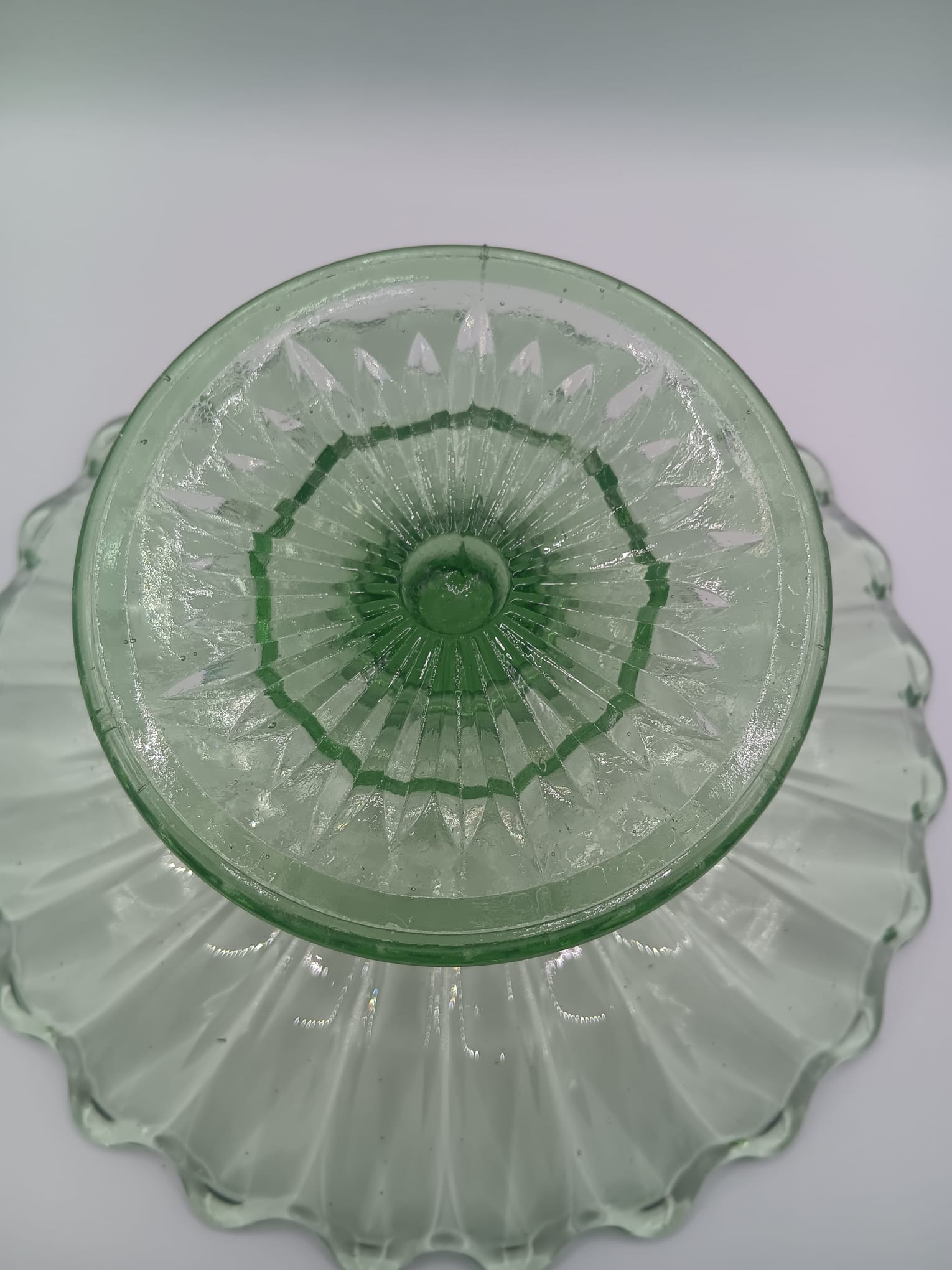 Antique 1920's Green Glass Cake Stand