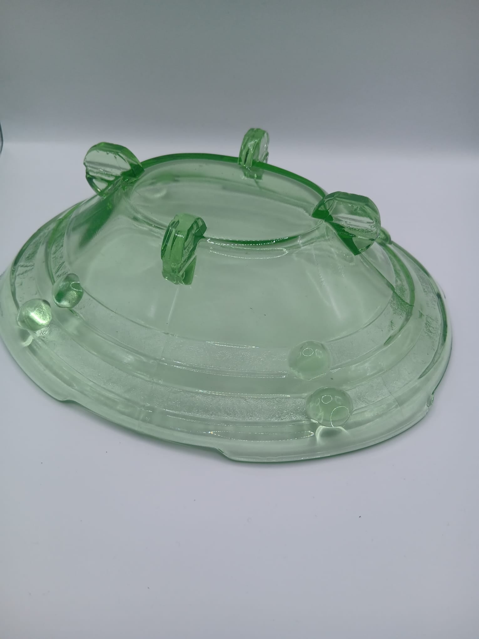 1940's Art Deco Green Glass Bowl