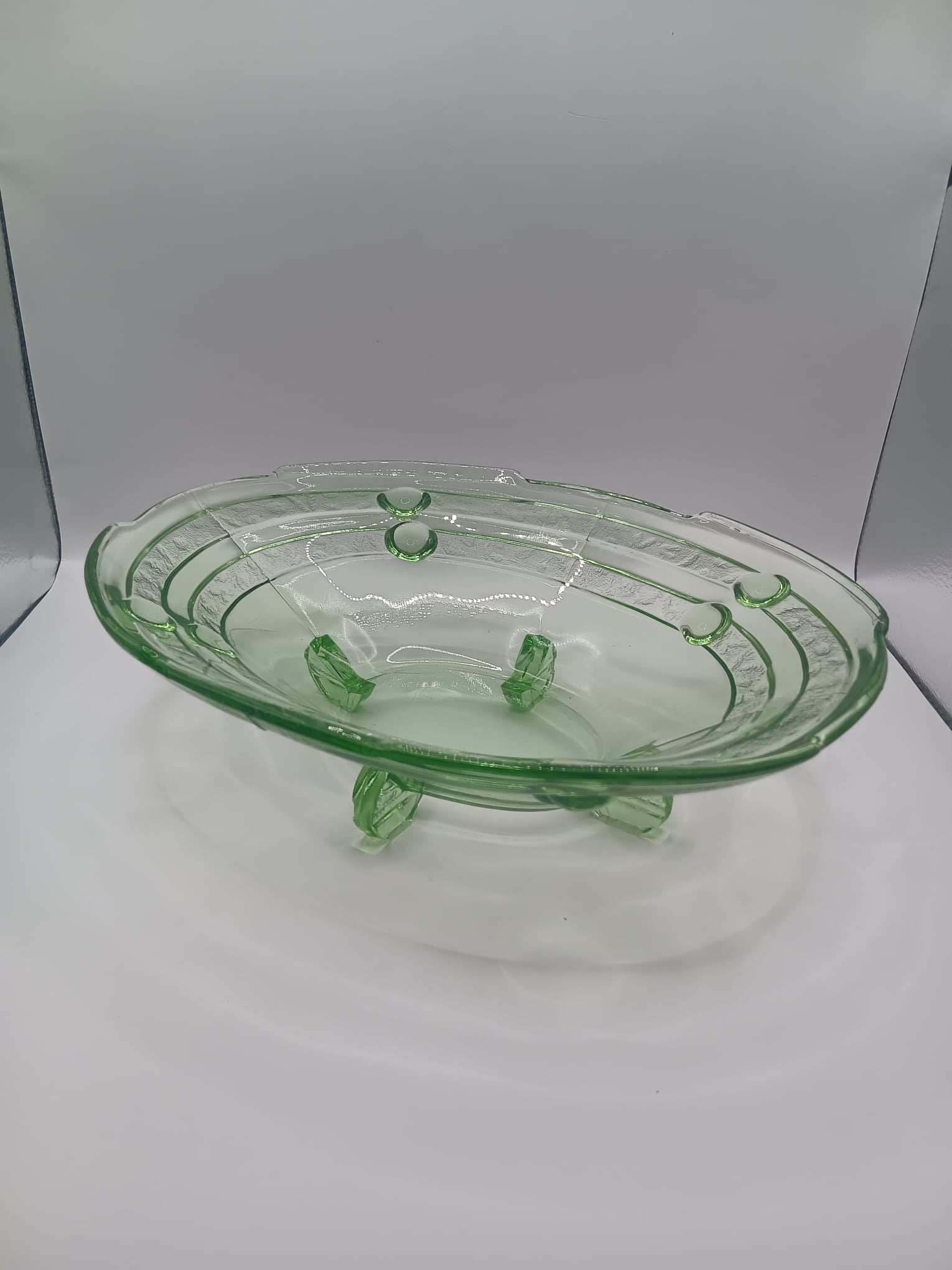 1940's Art Deco Green Glass Bowl